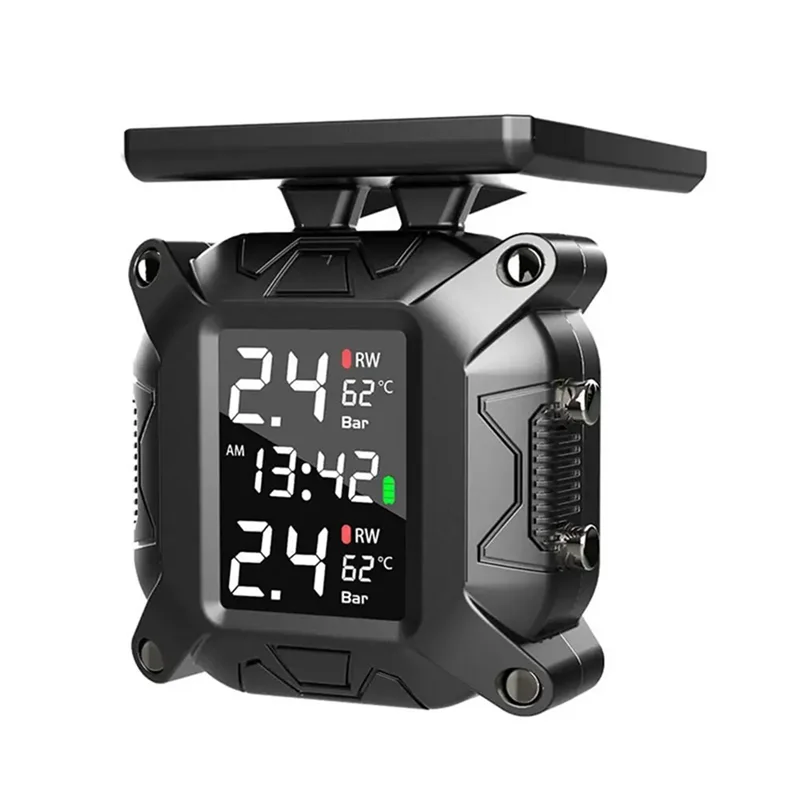 

AV32-Motorcycle TPMS Solar Power Tire Pressure Monitor Real Time Tire Pressure Monitoring System Temperature Sensor