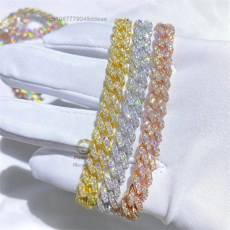 Sell Hot Vvs Moissanite Iced Out Bling Hip Hop 8mm Real Gold 10k Cuban Link Chain..