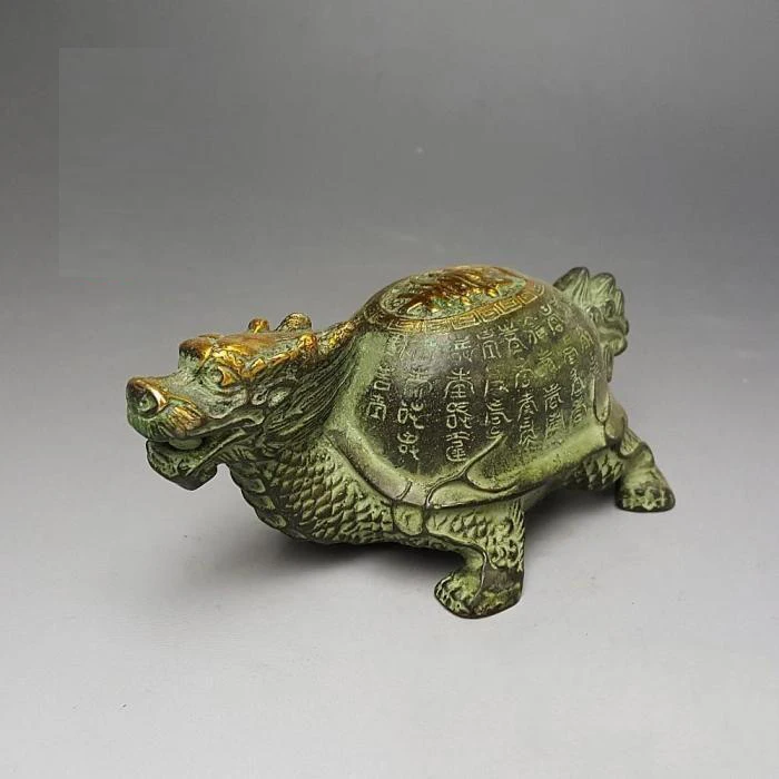 Antique collection, Feng Shui art, exquisite craftsmanship, longevity turtle, dragon turtle, bronze sculpture