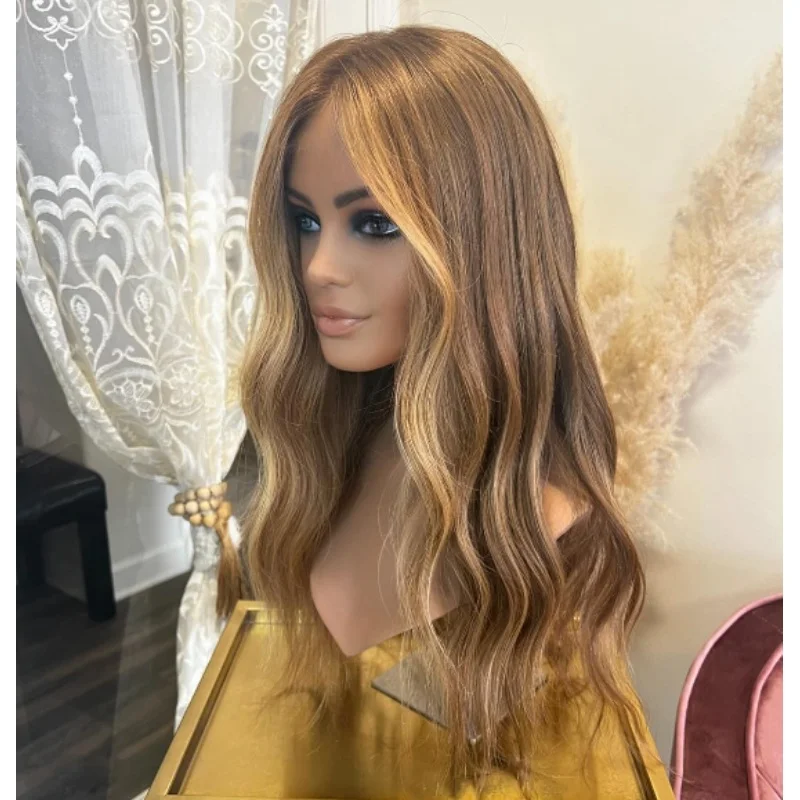 شعر مستعار طبيعي واقعي يسلط الضوء على شعر مستعار أشقر صناعي عالي الدقة بدانتيل أمامي جاهز للارتداء شعر مستعار أشقر مرن للحفلات على التخليص