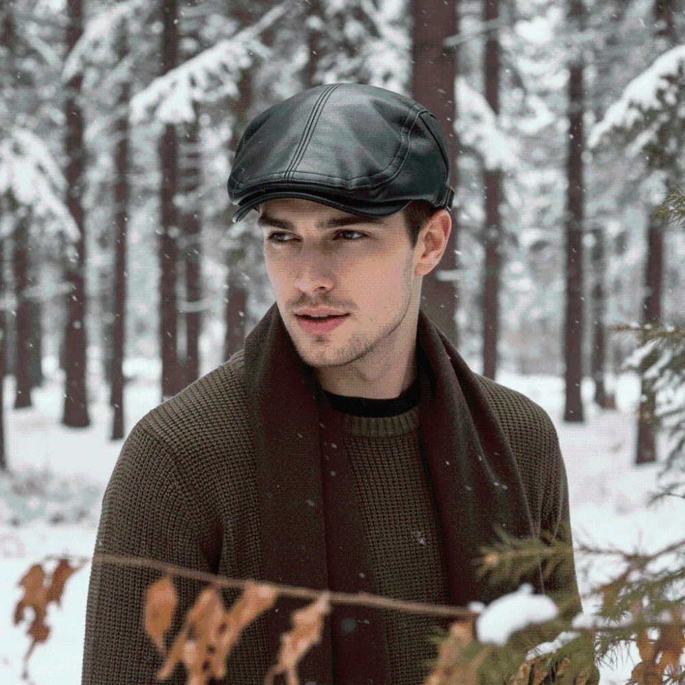 Painter Hat PU Leather Leather Beret British Style Retro Vintage Flat Cap Solid Color Soft Warmth Newsboy Hat Chilly Days