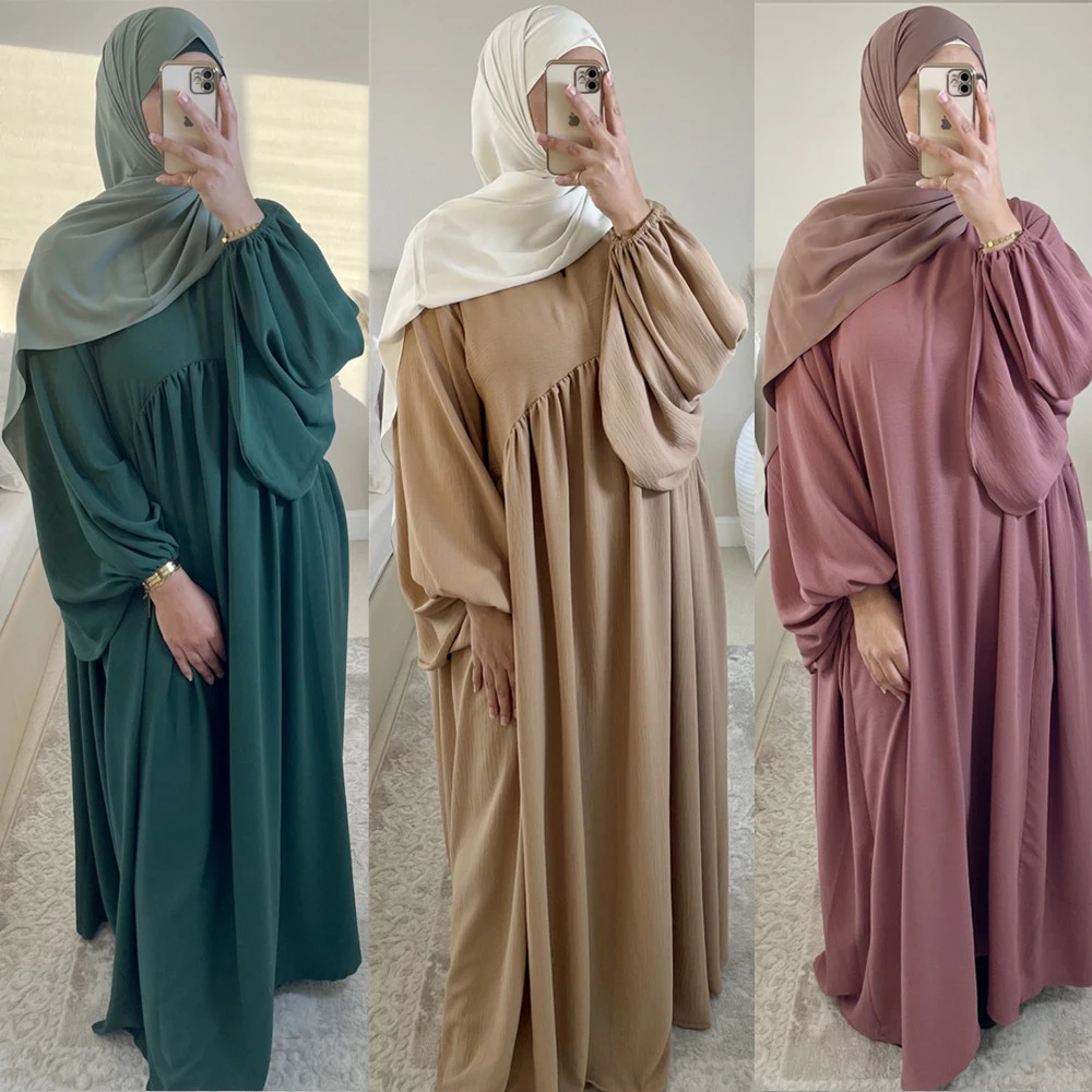 

Eid Modest Plain Abaya Dubai Turkey Kaftan Women Muslim Prayer Garment Abayas Djellaba Arabic Robe Ramadan Islamic Clothing Gown