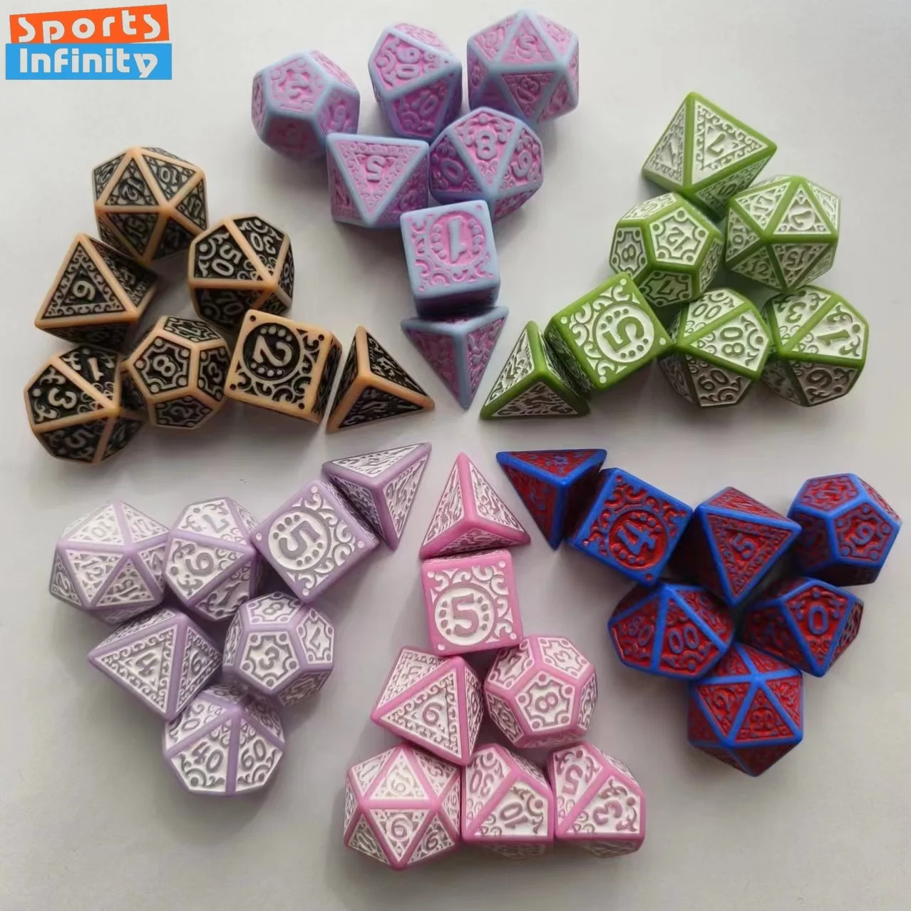 7pcs/set New Hollow Acrylic Number Dice for DND Cthulhu COC TRPG Board Game Running Team Polyhedral Dice DND Dice Set