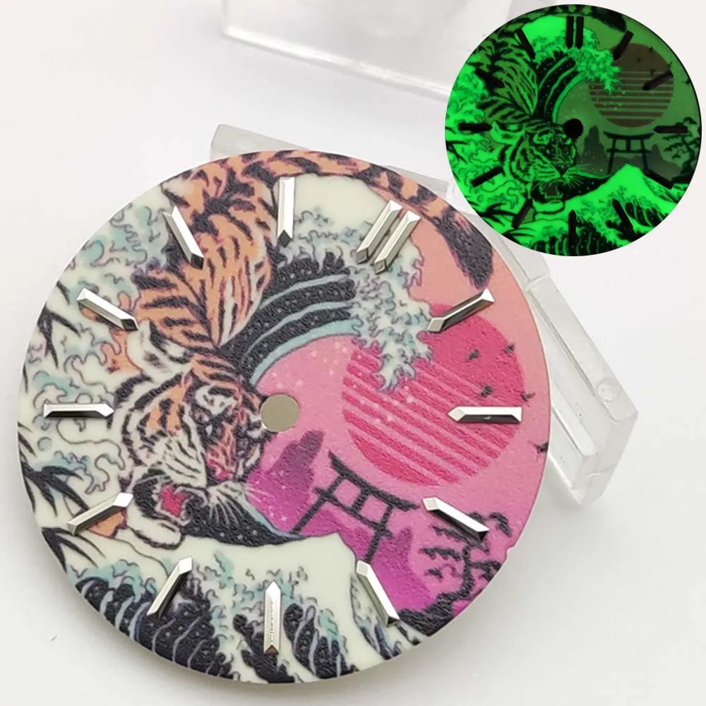 28.5mm Brand New Mechanical Aseptic Dial Full Luminous NH35 Watches Dial Parts Assembly - Image 2