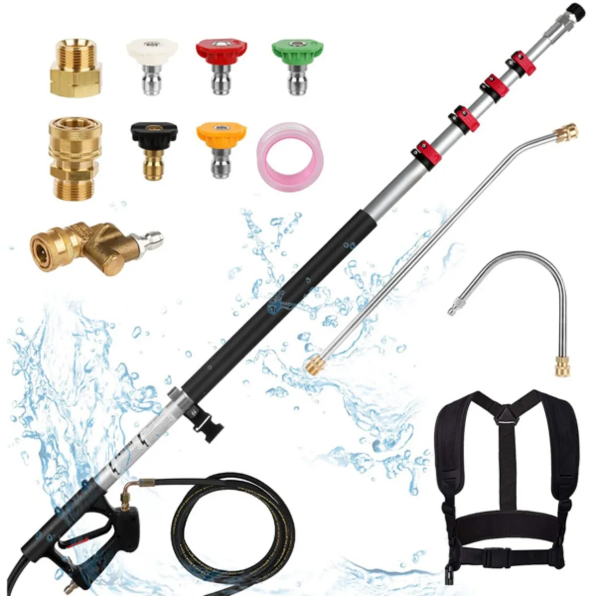 5피트에서 24피트까지 고압 세척기 텔레스코픽 건 4000 PSI 3/8" 퀵 릴리즈 피팅 고압 세척기 연장 막대