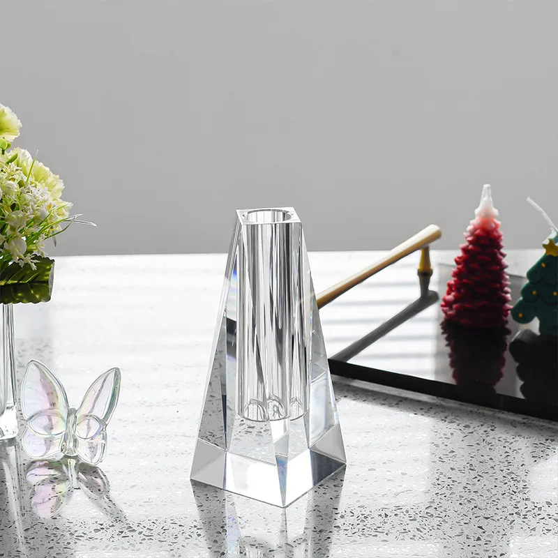 Crystal thickened medium transparent glass vase light luxury style home bedroom living room ornament directly from the manufactu