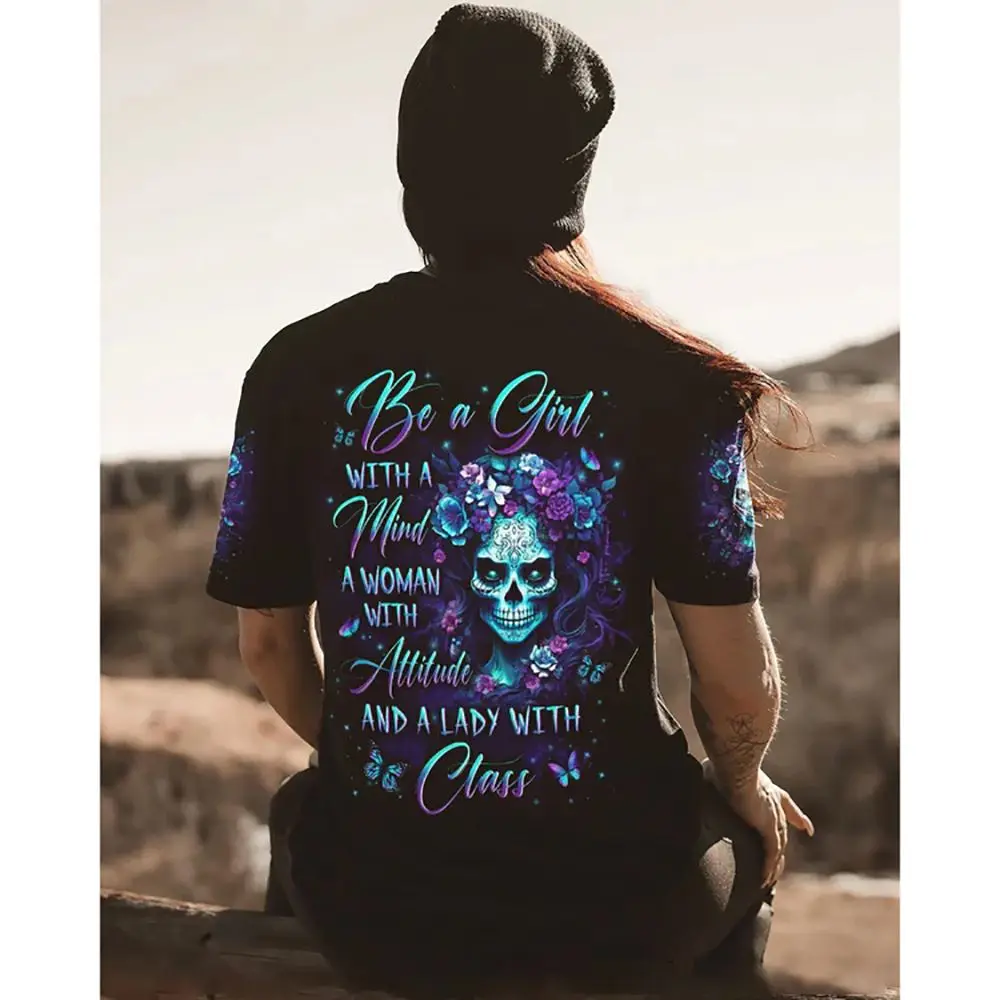 Dames T-Shirts Hiphop Vintage Gothic Punk Skull Print O-hals T-Shirts High Street Casual Oversized T-Shirt Met Korte Mouwen