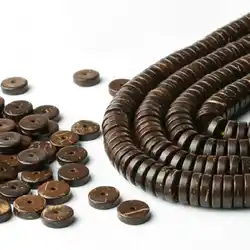 Natural Coconut Shell Coin Beads Spacers 4mm 5mm 6mm 12mm Original Color TSB0289
