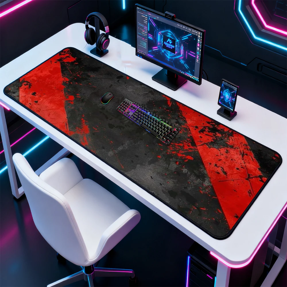 Grunge Mouse Pad Pc Gaming Desk Mat 160x60 1800x600 Black Red Extra Mousepad Large Splatter Accessories Full Desk Mousepads