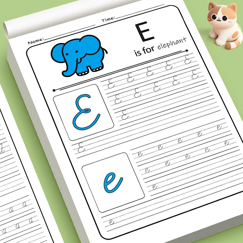 Kids Cursive Handwriting Practice Workbook with Vivid Animal Pictures, Step-by-Step Alphabet Word Sentence Tracing Worksheets