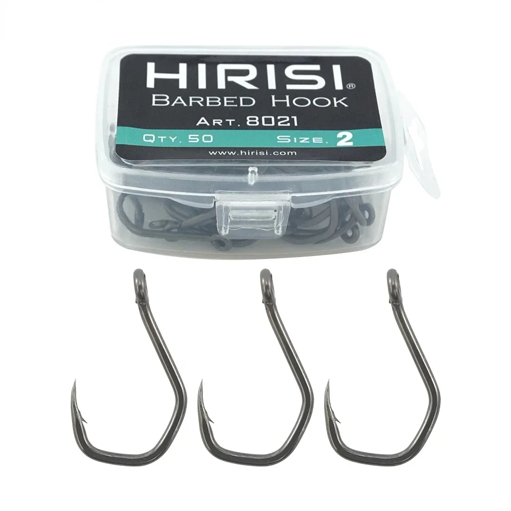 Hirisi 50pcs ptfe מצופה פחמן גבוה נירוסטה קרש וו עם עין 8021 אביזרים דיג