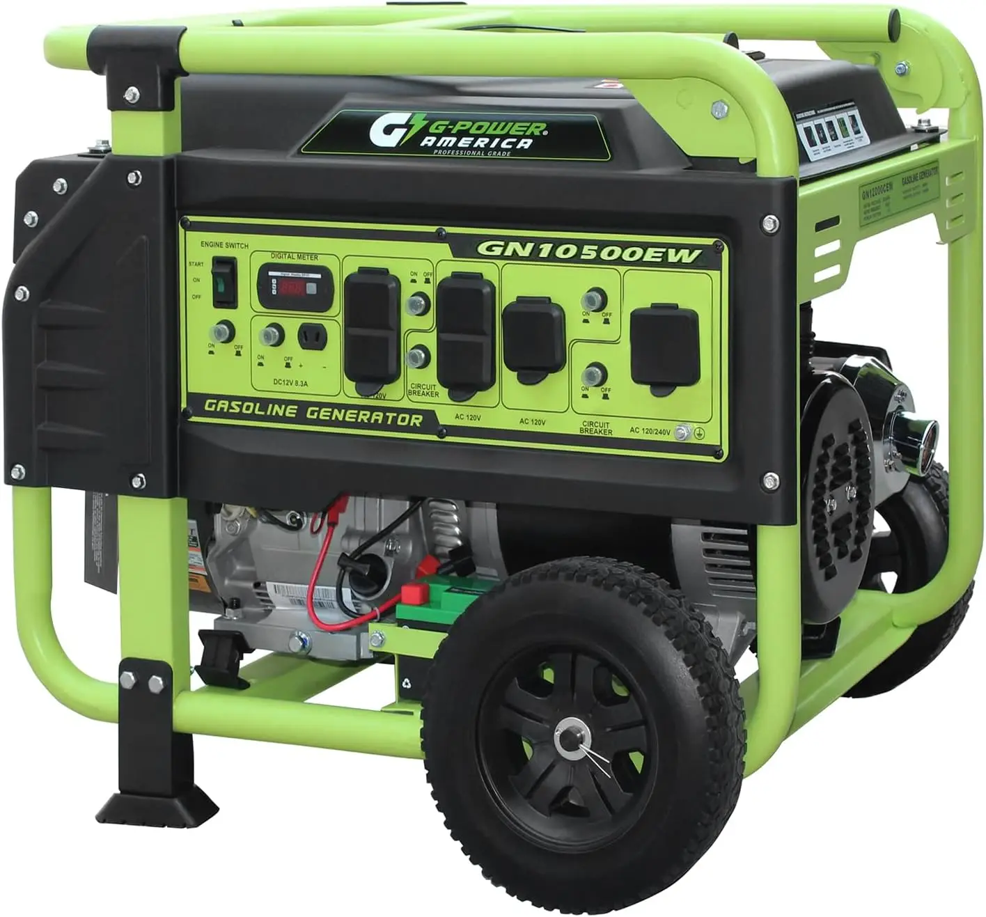 

Customizable Portable Generator 10500 Watt, Powered,Recoil/Electric Start, 12V-8.3A Charging Outlets, Home Back Up & RV Ready