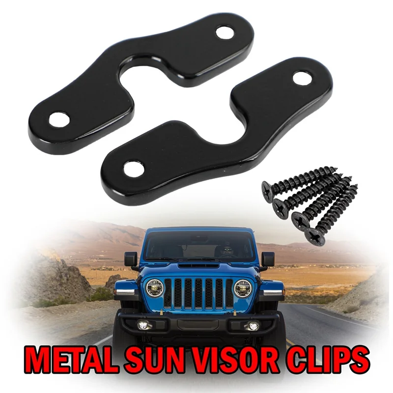 2 Pcs Sun Visor Repair Kit Heavy Duty Sun Visor Clips for Jeep 2018 & Newer JK JL JT Gladiator Wrangler