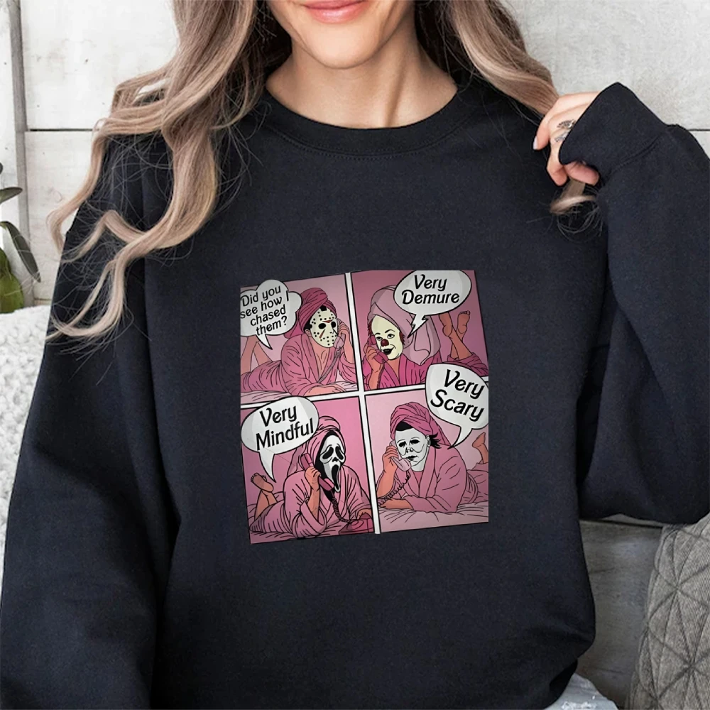 

Casual Pullover Horror Halloween Style Crew Neck Sweater Long Sleeve Warm Autumn High Quality Sweatshirt Loose Couple Shirt