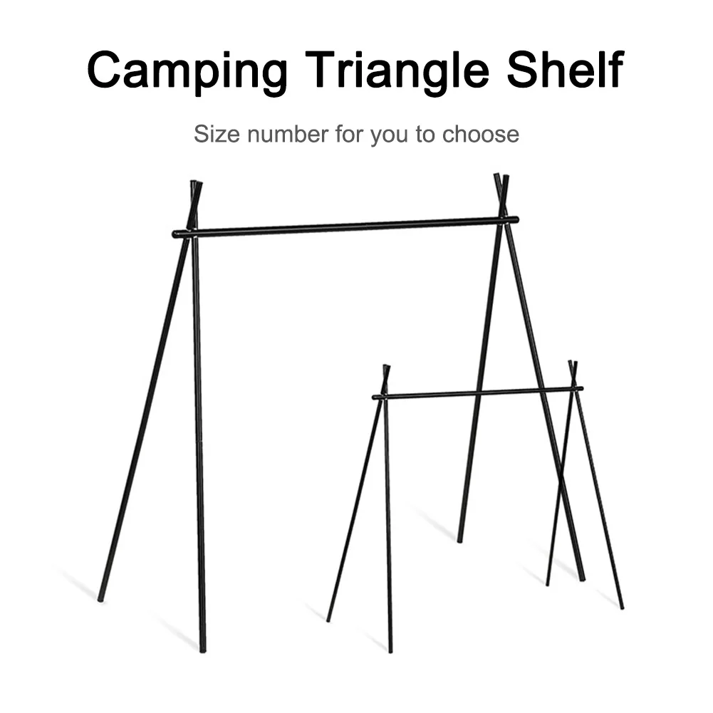 Aluminum Alloy Triangle Rack with Hooks Foldable Portable Cookware Pot Pan Rack Multifunctional for Picnic Barbecue Outdoor Tool