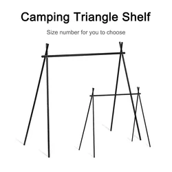 Aluminum Alloy Triangle Rack with Hooks Foldable Portable Cookware Pot Pan Rack Multifunctional for Picnic Barbecue Outdoor Tool