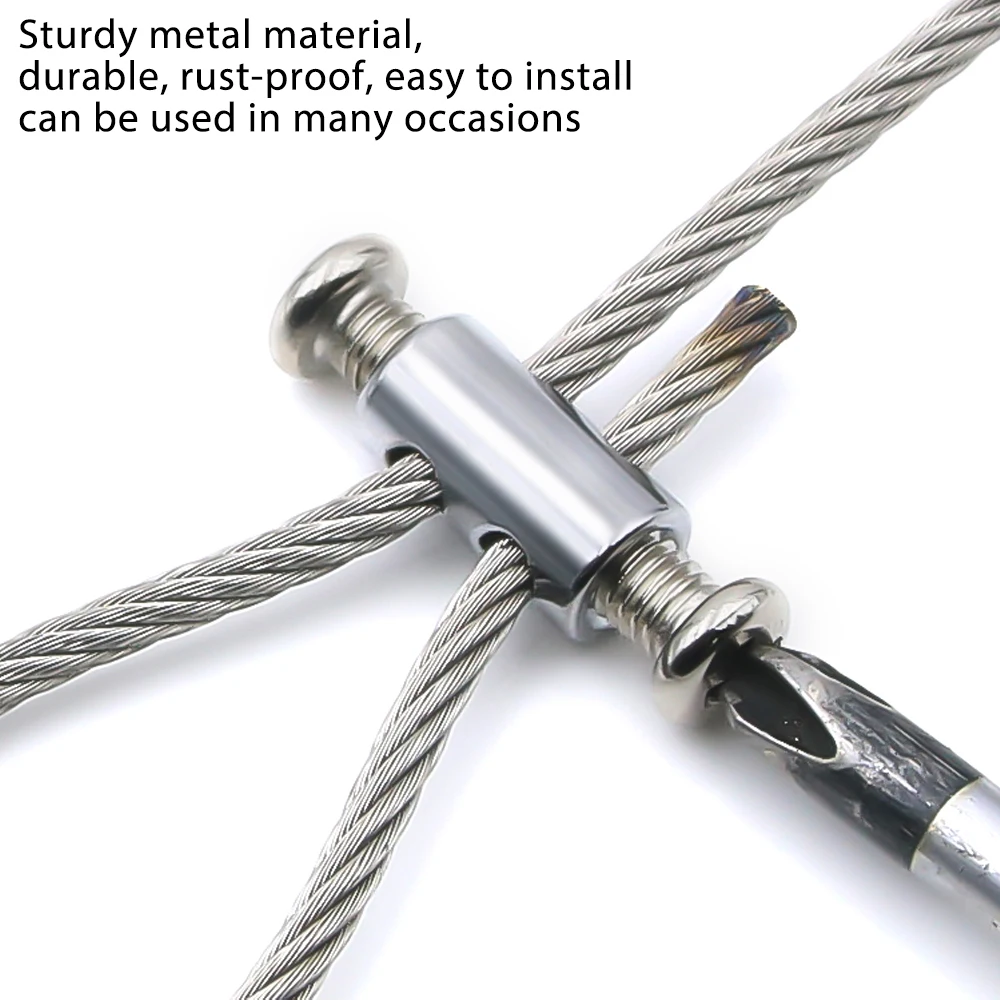 10 Uds. Abrazadera de cuerda de alambre de acero de 1-3mm abrazadera de Cable de suspensión de doble orificio ajuste de tornillo transversal sujetador de bloqueo telescópico