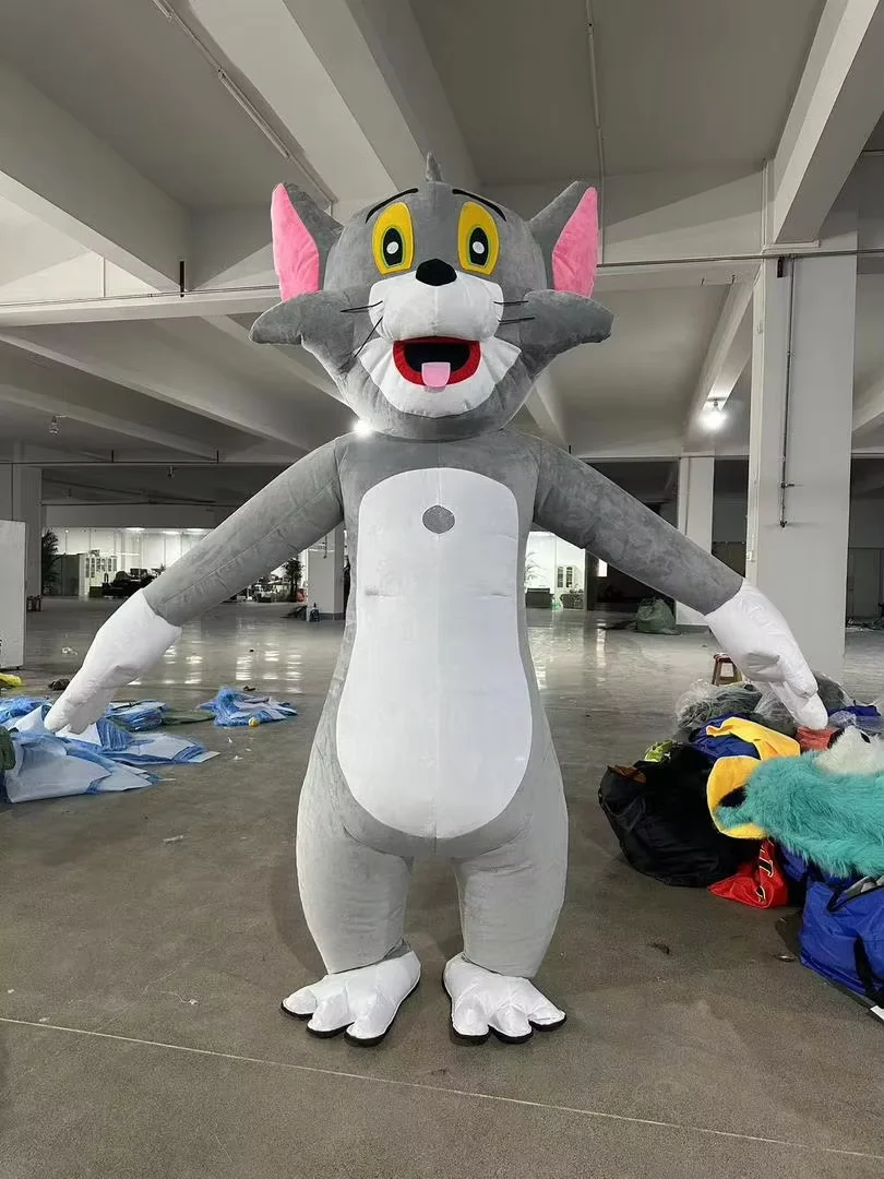 

Potdemiel Disney Christmas Cat and Mouse Mascot Inflatable Tom Cat Jerry Mouse Costume Adult Cartoon Outfit for Halloween Party