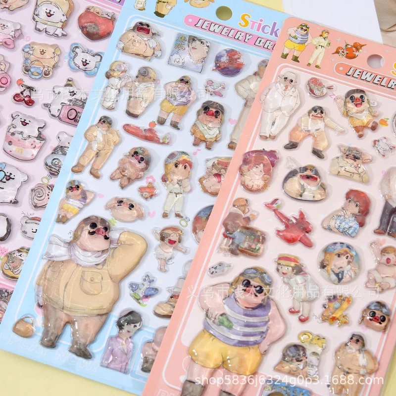 40pcs Line Puppy Cartoon 3D Crystal Dropper Stickers DIY Decoration For Journal Notebook Mobile Phone Case Decoration Students