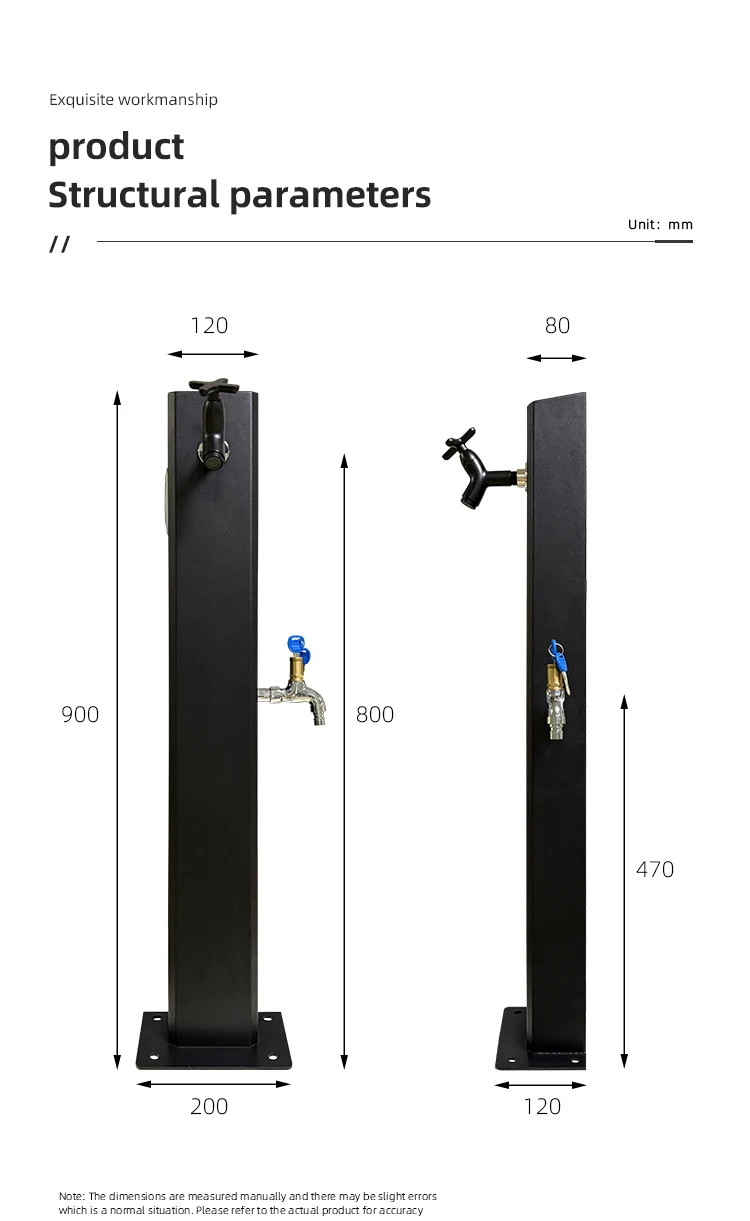 1pcs Black 90 High Quick-disassembly Outdoor Column Faucet for Garden, Anti-theft Design, High Temperature Paint, Water Pedestal