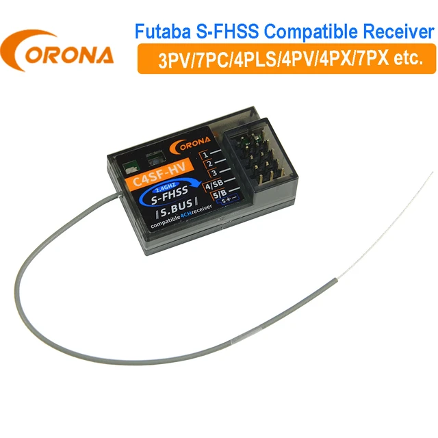 未来のためのCorona-C4SF-HV受信機,fhss,S-FHSSモードプロトコル,sbus出力,4pm,3pv,7px,t14sg,t8j,t10j,4px,rc,車の飛行機