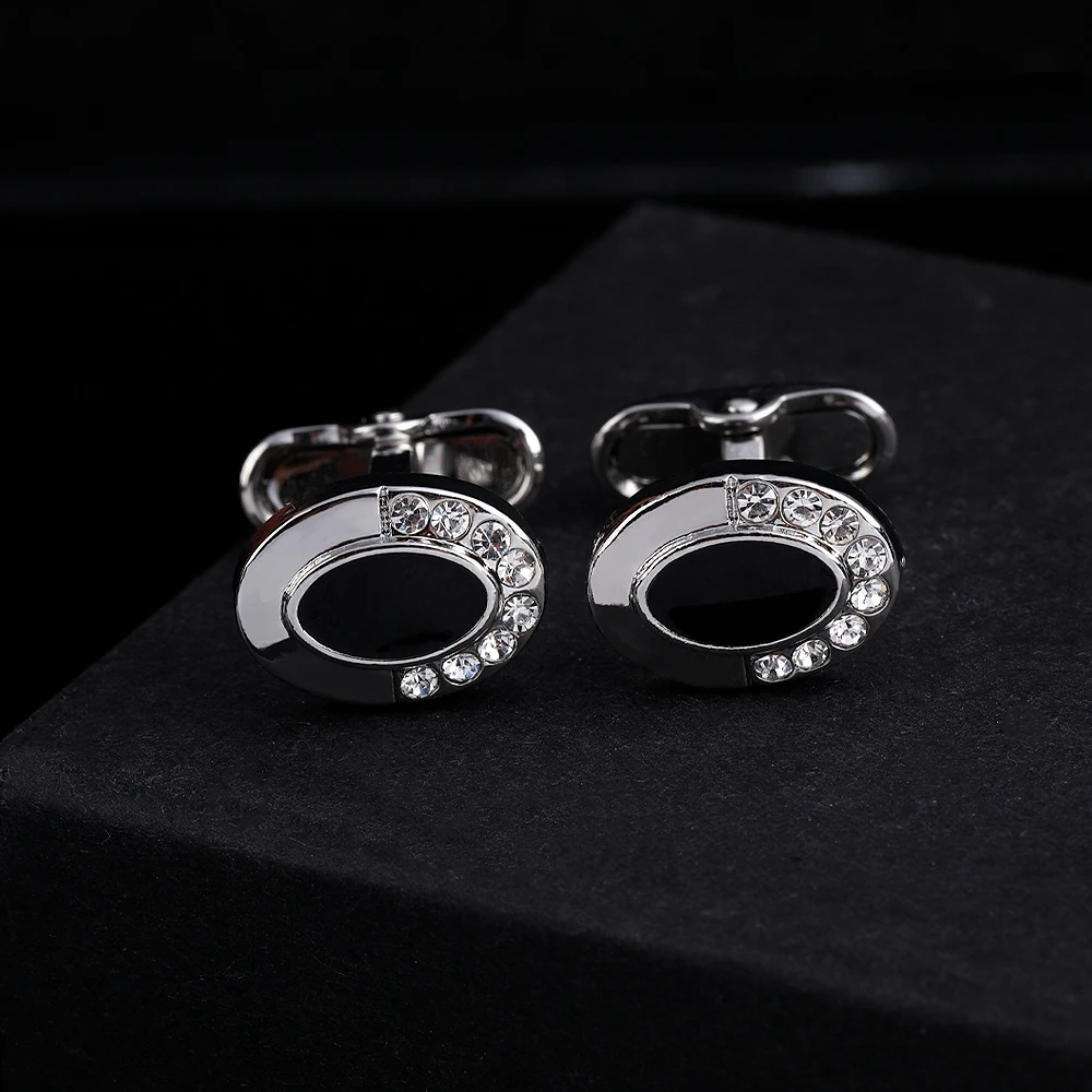 Funny Crystal Galaxy Mens Cufflinks Unique Whale Back Closure Oval Sleeve Button