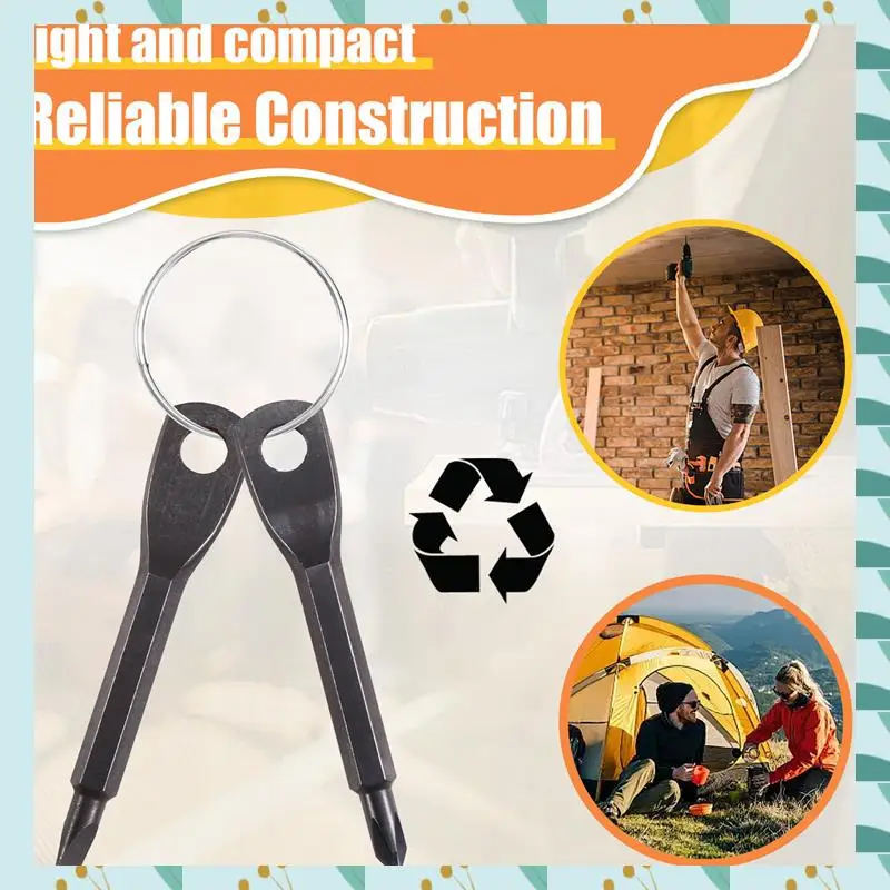

A71P 10 Set Portable Screwdriver Tool Outdoor EDC Multi-Function Tool Flat-Head Screwdriver Phillips Screwdriver Key Ring