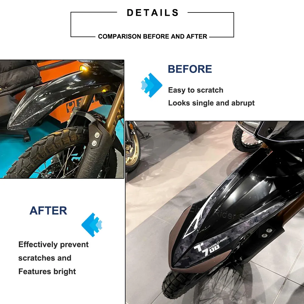 Tenere 700 World Raid Motorcycle High Fender Protection Sticker Kit 3D Gel Resin Waterproof Anti-Scratch Protector for Yamaha