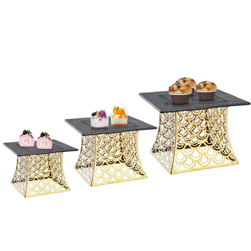 

Fish scale snack stand Stainless steel coffee banquet dessert hotel wedding cake dessert