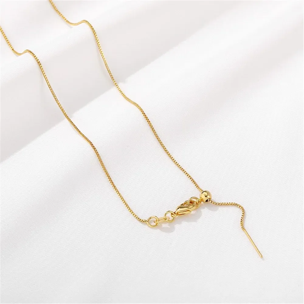 

18K Gold Pack Adjustable Box Universal Necklace with Needle and Bead Chain DIY Handmade Necklace Jewelry Material Accessories