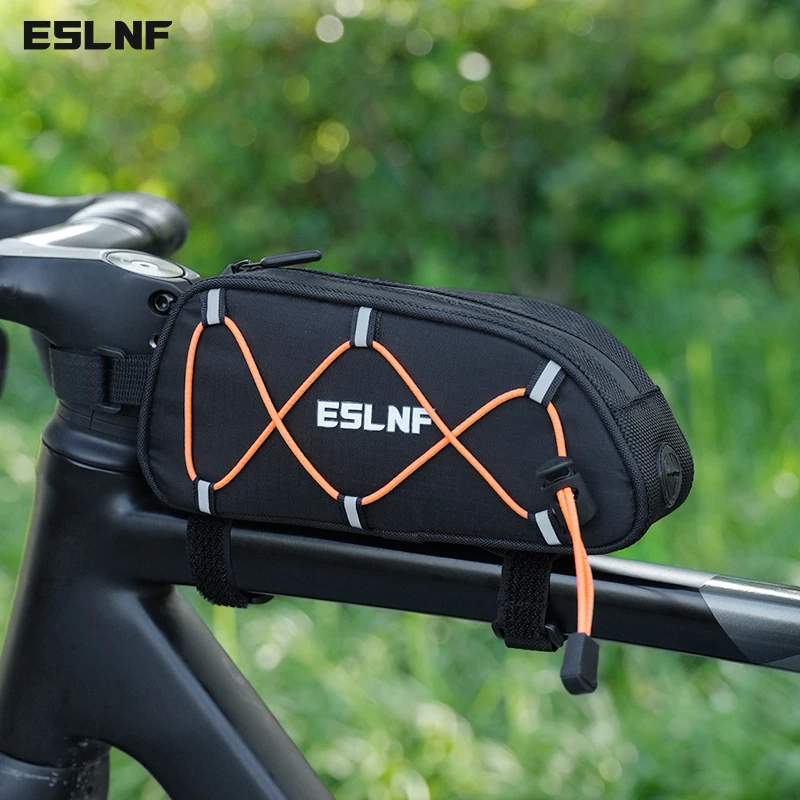 ESLNF Bike bag Mountain Road Bike Reflective Waterproof Tube Bag Portable Storage Front Tube Bag Free Replacement Of Reflective