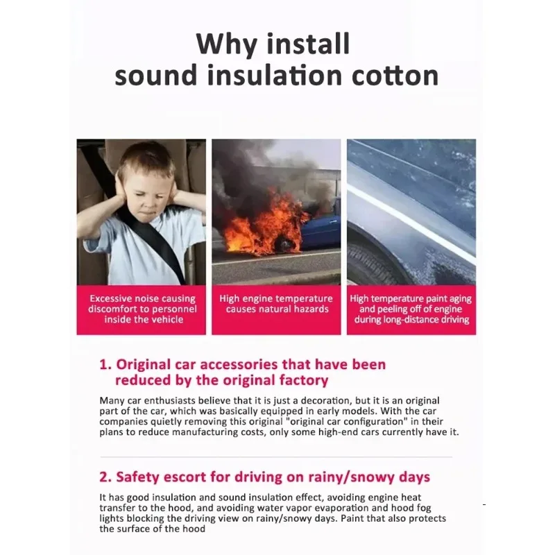 

For Toyota Land Cruiser Prado J 150 2018-2023 2022 Car Engine Hood Pads Sound Insulation Mat Heat Insulation Pad Car Accessories