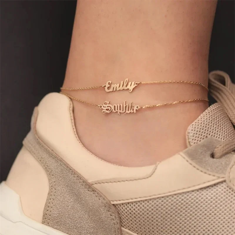 

Custom Name Letter Anklets Simple Stainless Steel Anklets for Women Personalized Luyxury Feet Chain Leg Jewelr Birthday Gift