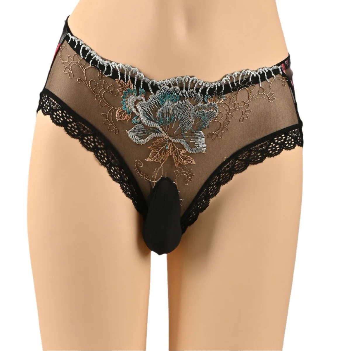 

Embroidery Sissy Pouch Panties Man's Lace See Through Briefs Live Show DJ Club Sexy Costumes Gay Private Party Dance Nightwear