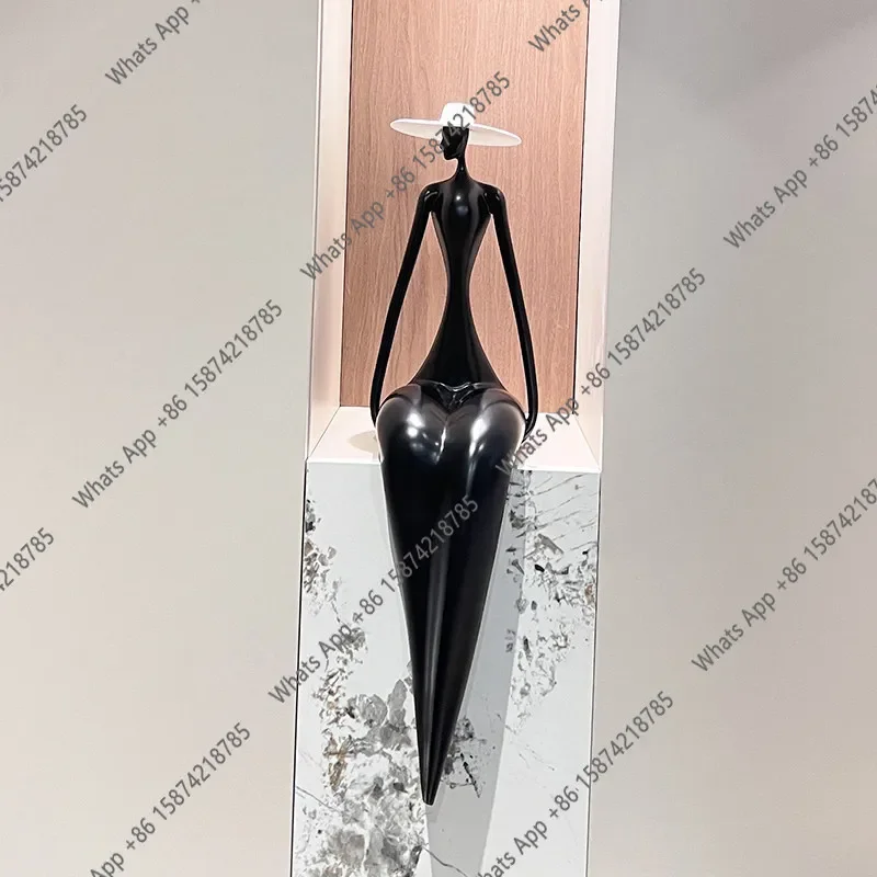 A65 French Character Sitting Art Ornament Living Room Porch Hallway Niche Open Lattice Decoration
