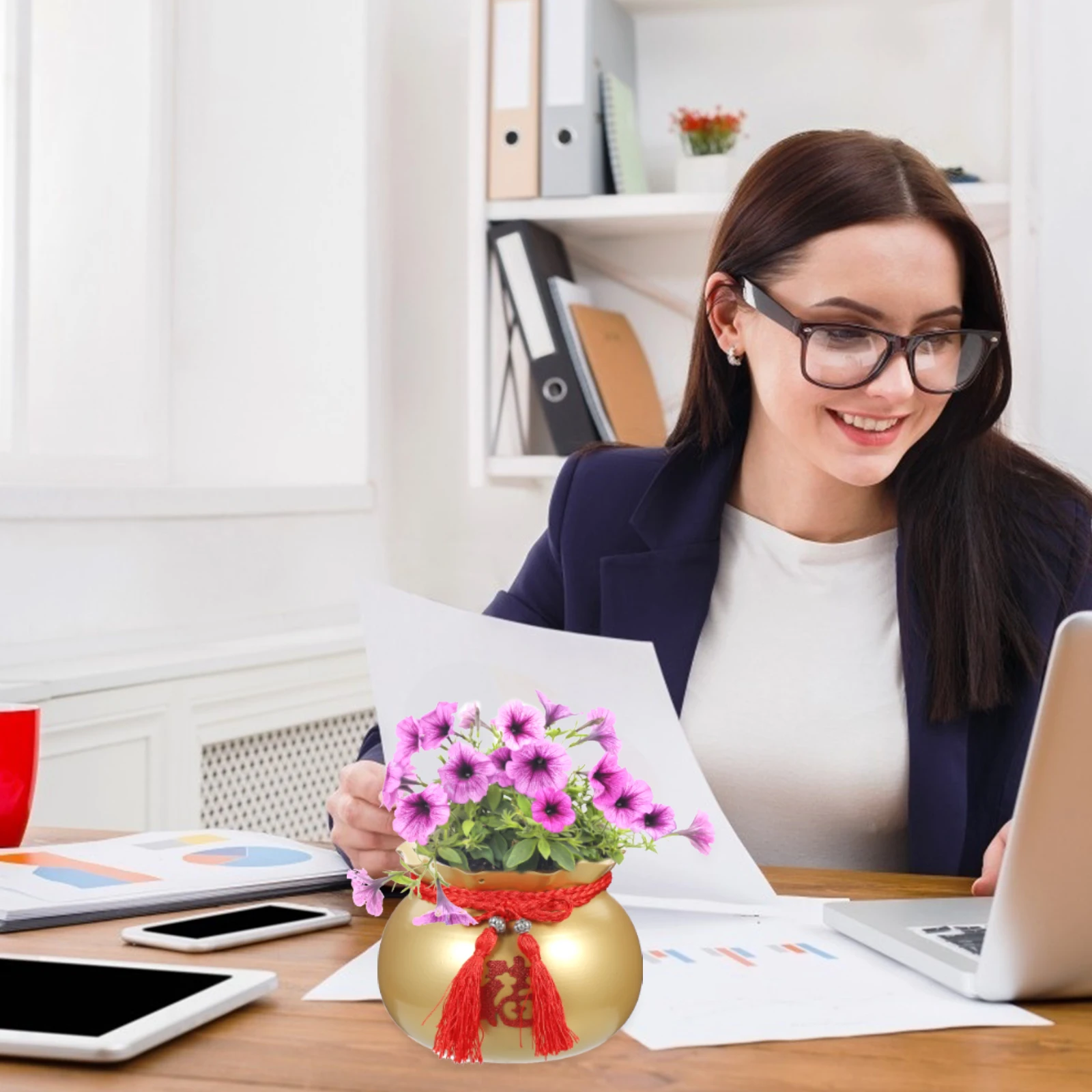 

Decoration Decorations Buckets with Lucky Fortune Iron Floral Flower Pot Arrangement Vase