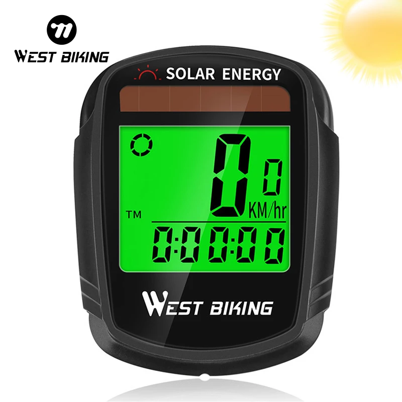 WEST BIKING Bike Computer Speedometer Odometer Multifunctional Cycling Computer Rainproof Solar Power Bicycle Wireless Computer