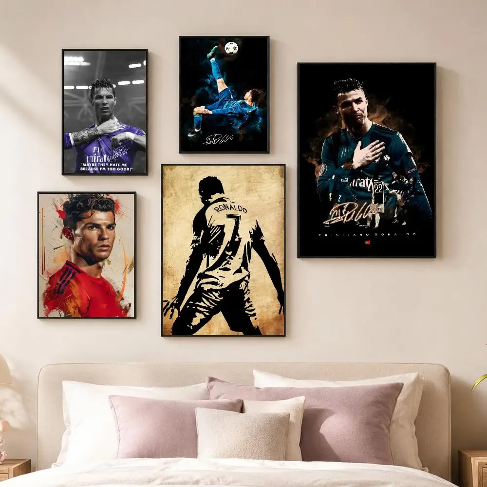 Iconic Soccer Player C-Cristiano Ronaldo Poster Vintage PP Paper Wall Art Home Decor Print for Bedroom Living Room Aesthetic