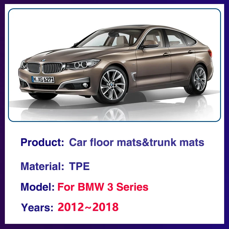 Car Floor Mats For BMW 3 Series F34 2012~2018 Waterproof Universal Leather TPE Foot Mat LHD Carpet Rug Cushion Auto Accessories