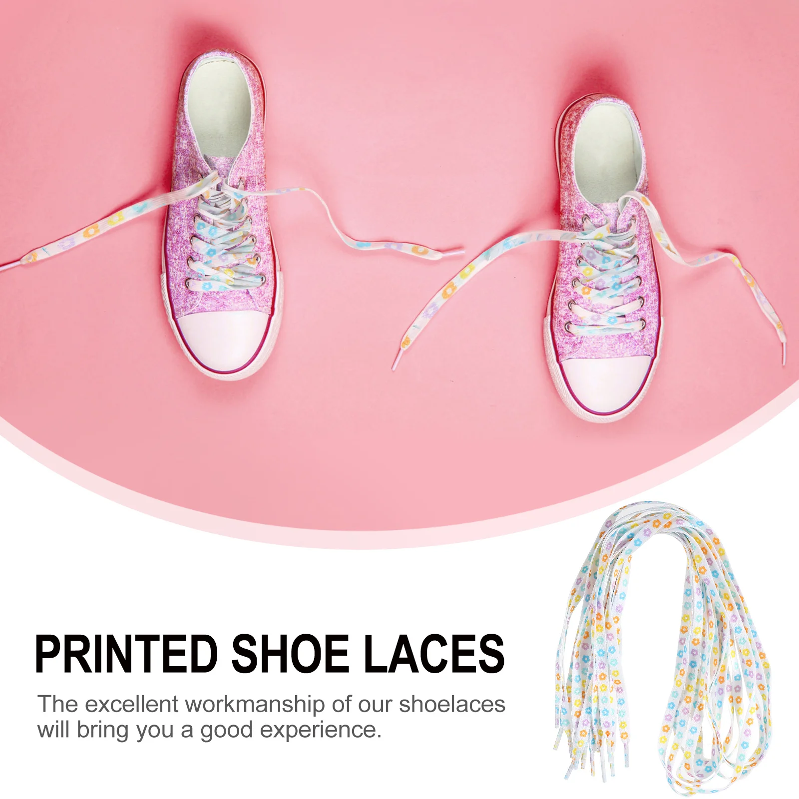

4 Pairs Flower Shoelaces Printed DIY Colored Laces for Sneakers Casual Shoes Accessory Flat Strong Tied Pattern Floral