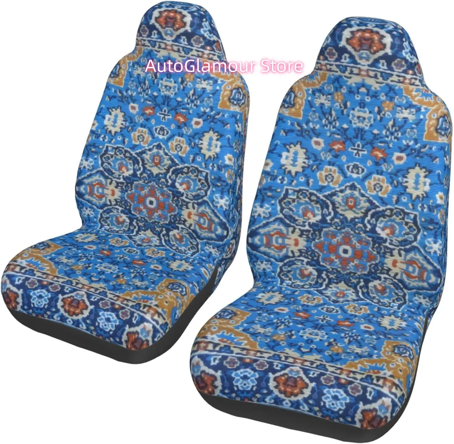 Antique Oriental Turkish Persian 2-Piece   Seat Cover Complete Set - Elastic Seat Protection Cover for Cars, Trucks