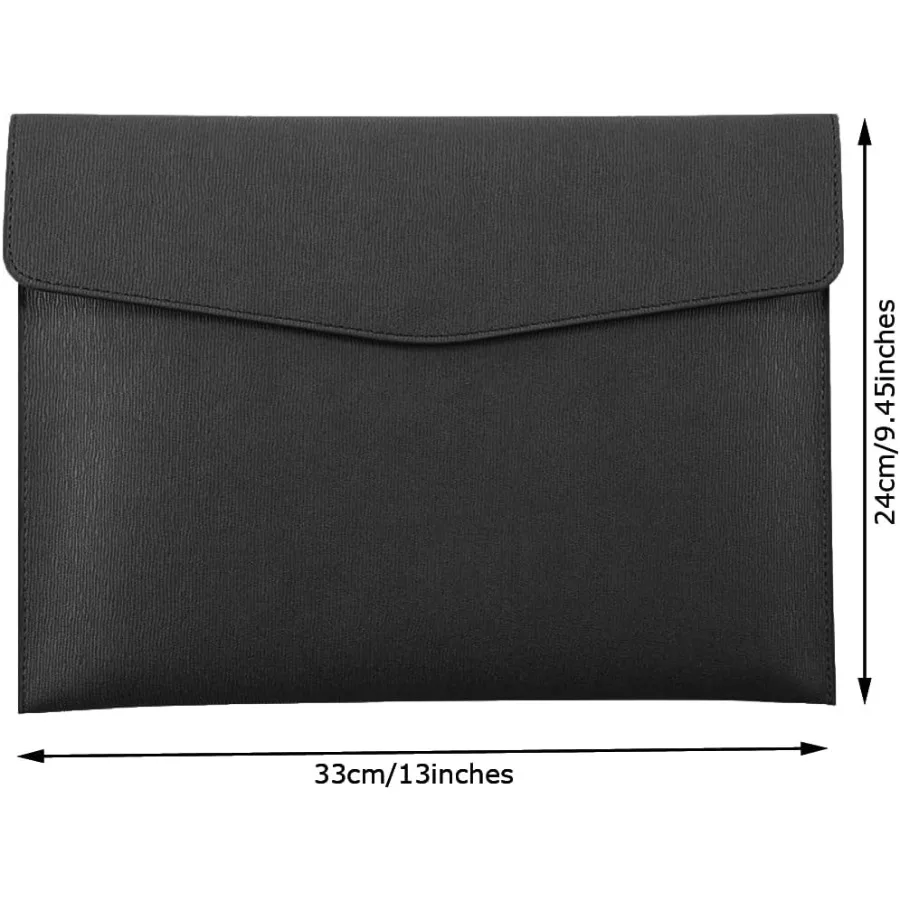 حافظة مستندات مجلد ملفات A4 من جلد البولي يوريثان، حافظة مغلف مقاومة للماء مع إغلاق Sp باللون الأسود