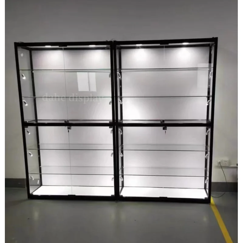 custom.Multipurpose Full Cosmetic Wall Showcase Lockable Jewelry Display Led Lighting Toys Curio Cabinet