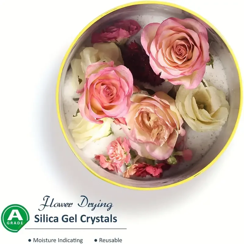 Reusable Silica Gel Flower Drying Crystals  Moisture-Absorbing & Color-Indicating, Ideal for Preserving Wedding Bouquets 1.1LB