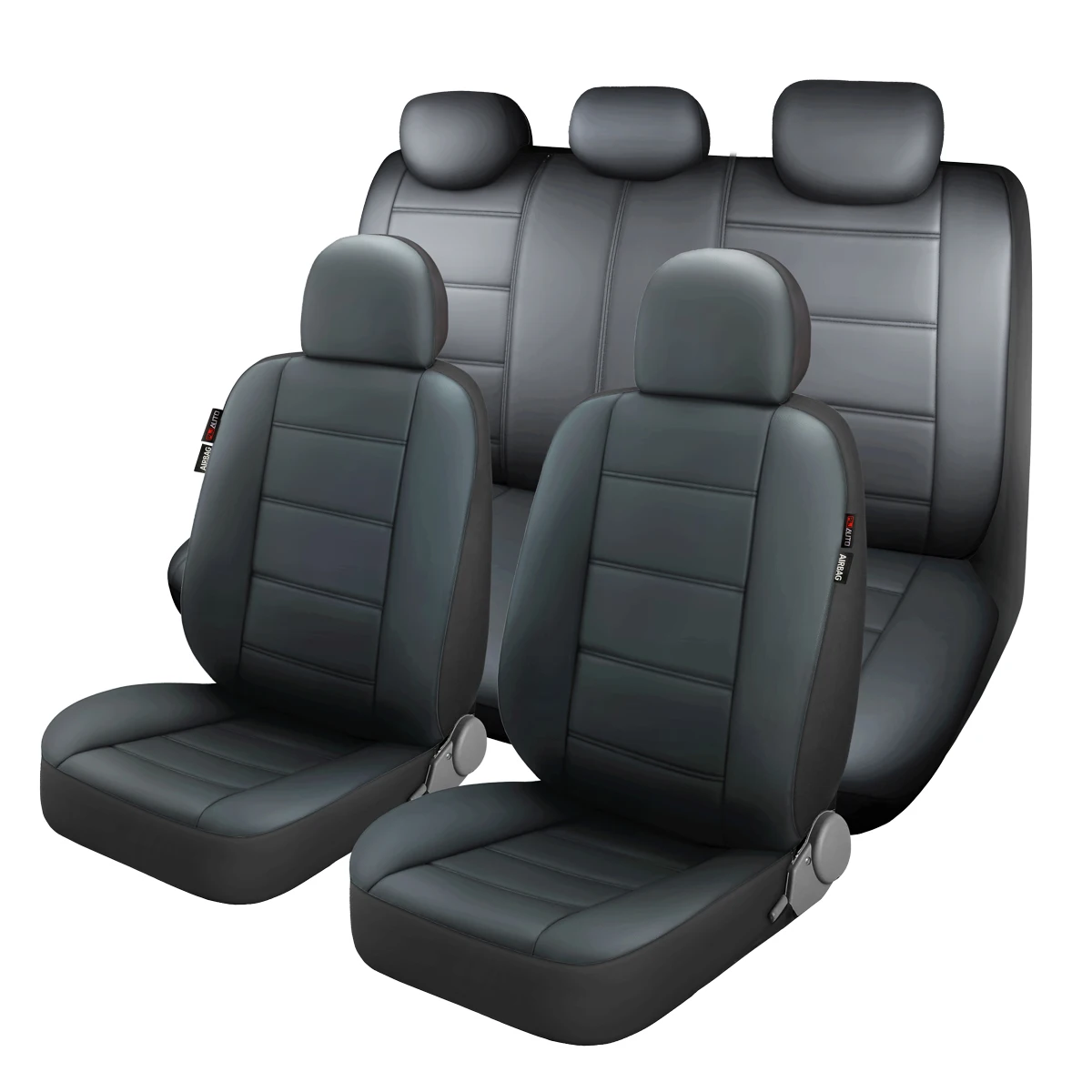 Lux künstlicher Autositzbezug aus PU-Leder, universelle Größe, komplettes Set, Airbag-kompatibel, passend für die meisten Autos – Detail 10