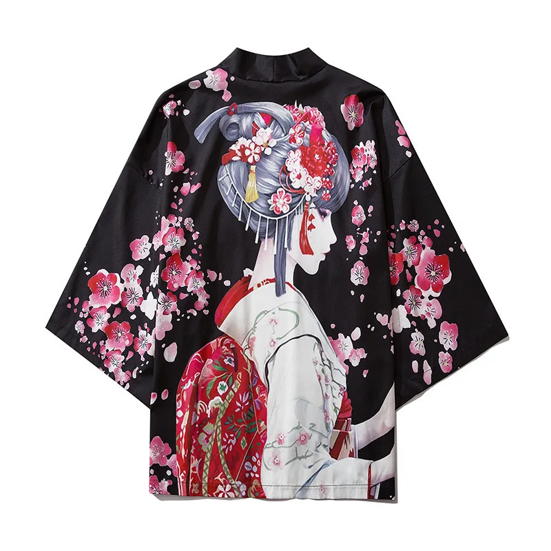 Plus Size Traditional Japanese Kimono Cardigan Plus Size Half Sleeve Overcoat Jacket Loose Casual Kimono Haori Yukata Robe 5XL