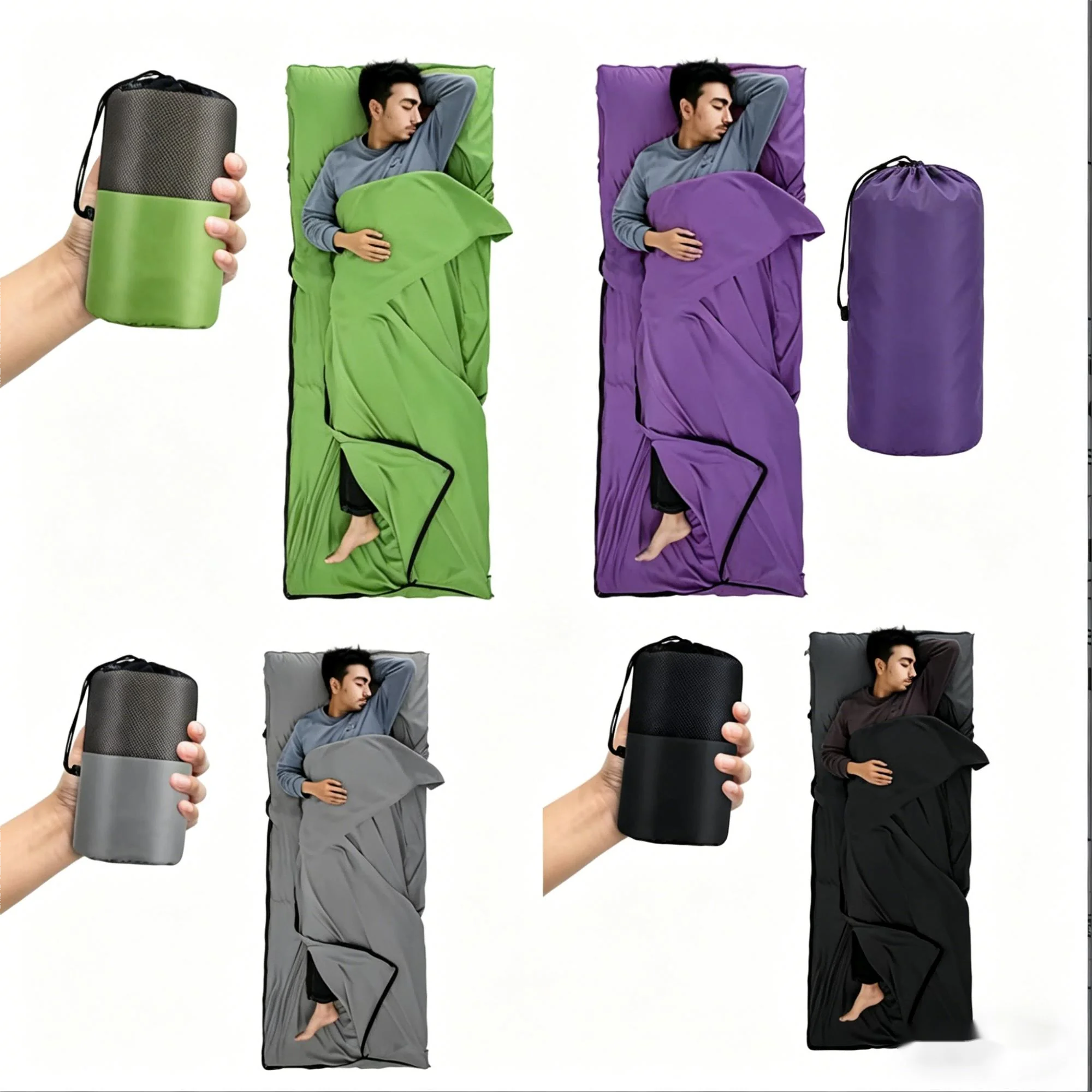 For Ultra Lightweight Summer Envelope Sleeping Bag with Lining for Travel Single Person Use in Hotels and Camping