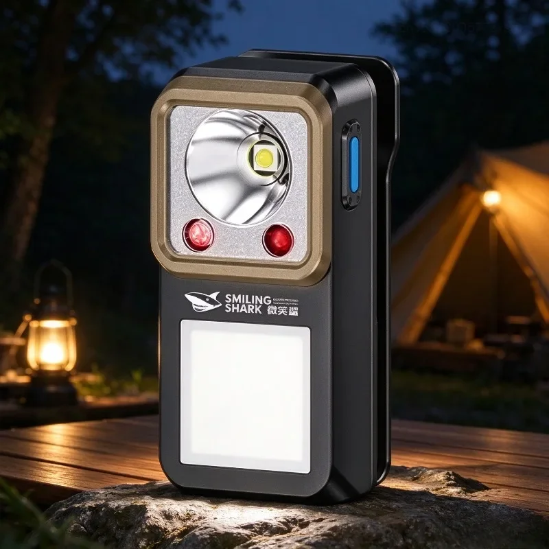 SMILING SHARK Mini LED Magnetic Clamp Flashlight Ultra-long-lasting Lighting Work Emergenc Lamp Ultra-long-lasting Camping Light