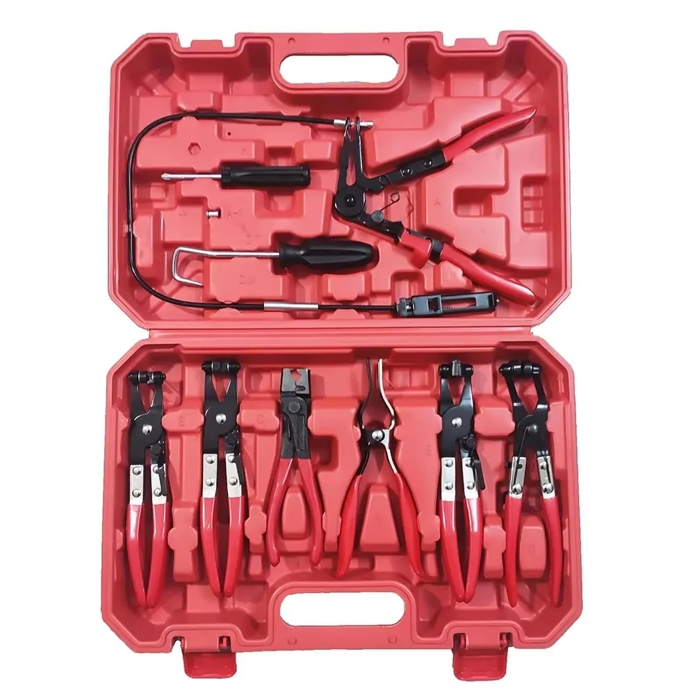 

9Pcs Auto Hose Clamp Ring Plier Set Flexible Wire Cable Bend Type Remover Oil Seal Screwdriver Car Repairing Tools