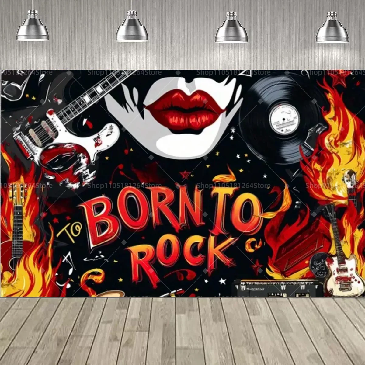 Rock Roll Music Theme Party Decoration Backdrop  Music Event Guitar Microphone Drum Party Decoration Banner Party Supplies - Image 5